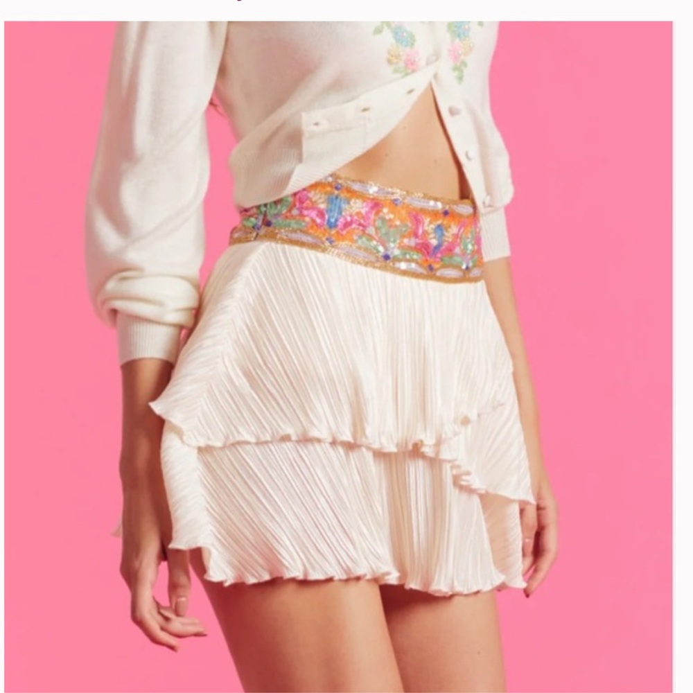 Size 6 - Henny Cream Skirt by LoveShackFancy